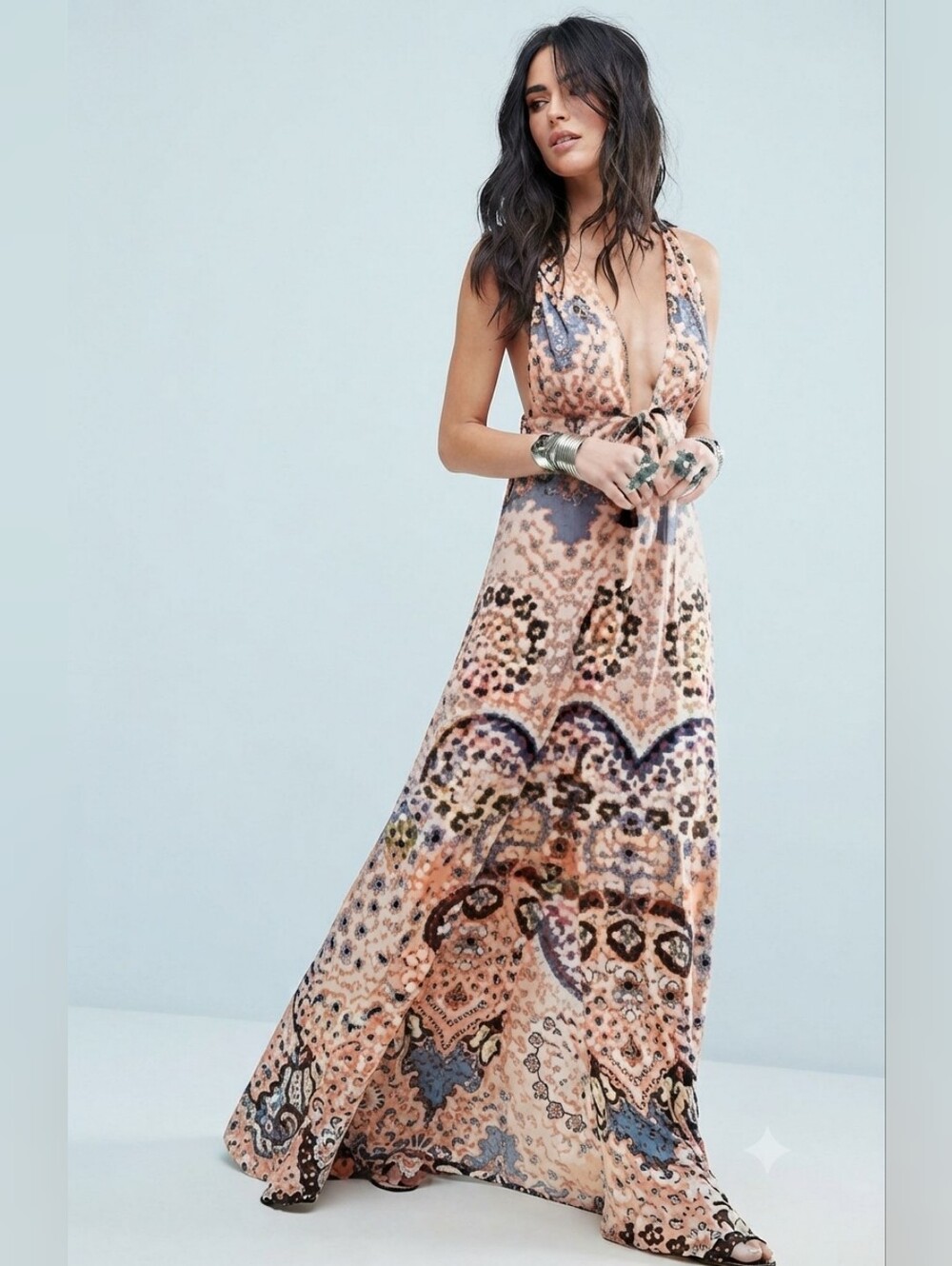 Free People Other Days Printed Slit Maxi Dress